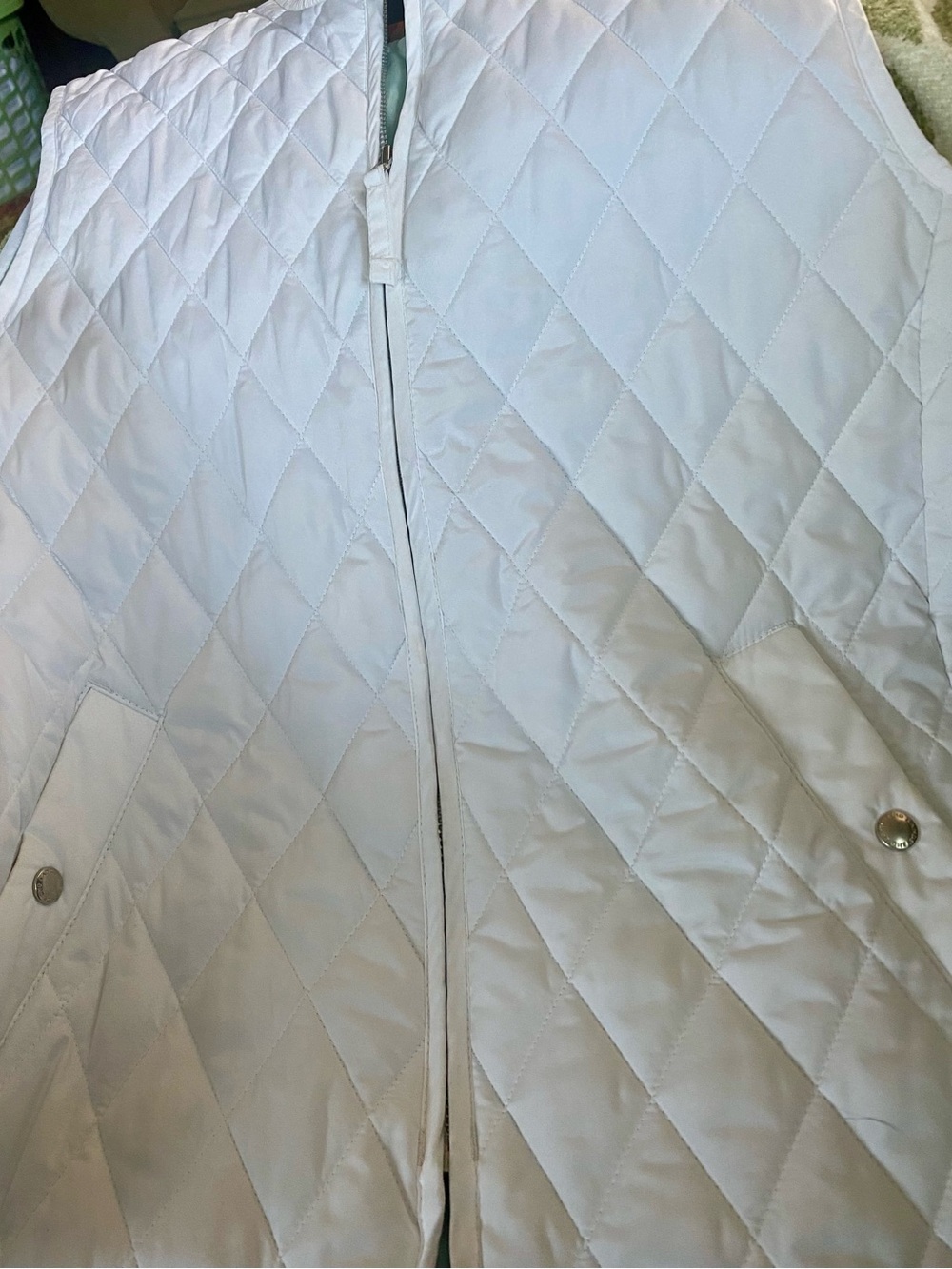 Lands' End White Quilted Sleeveless Vest